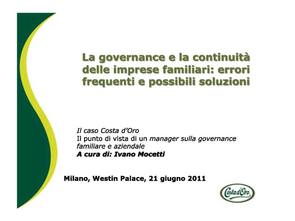 La Governance e la continuità delle imprese familiari: errori frequenti e possibili soluzioni