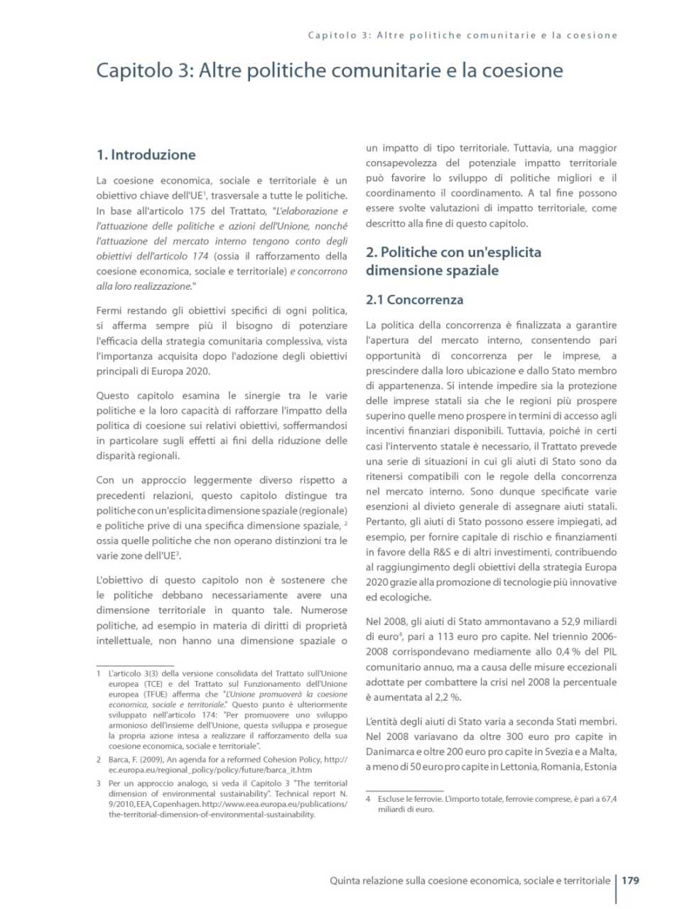 Altre politiche comunitarie e la coesione