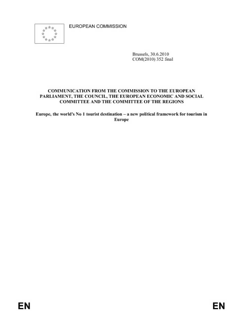 Communication from the Commission to the European Parliament, the Council, the European economic and social Committee and the Committee of the Regions