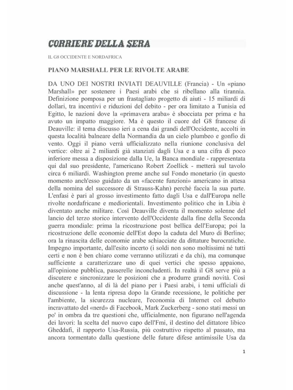 Piano Marshall per le rivolte arabe