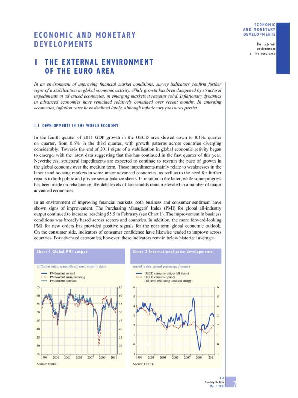 The external environment of the Euro area (Monthly Bulletin n. 3 - March 2012)