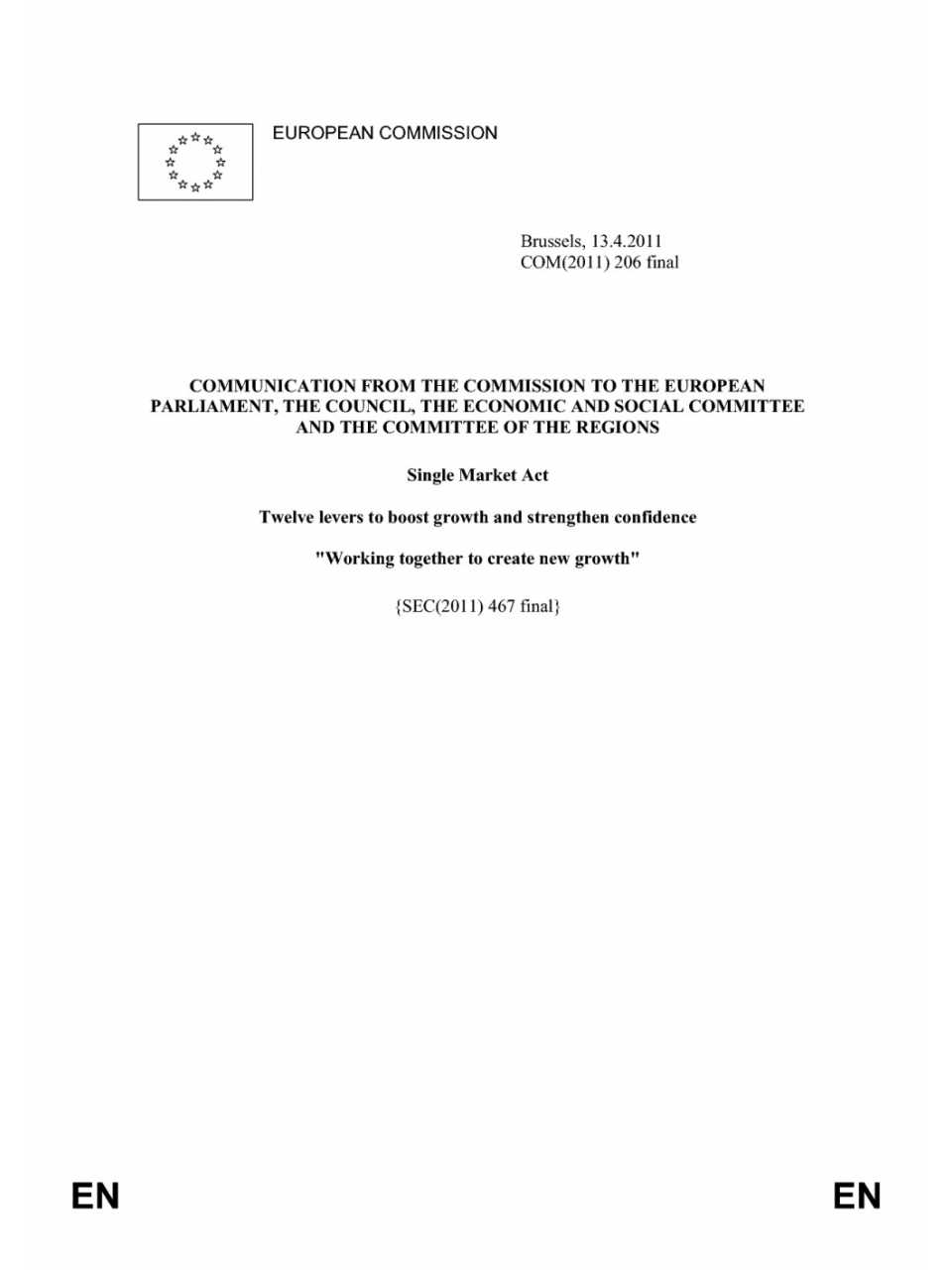 Communication from the Commission to the European Parliament, the Council, the European economic and social Committee and the Committee of the Regions