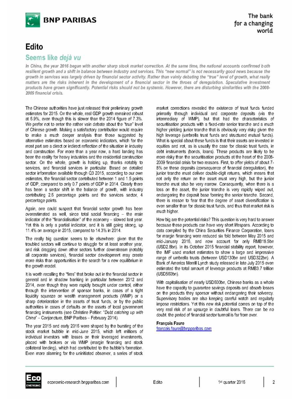 Eco Emerging Editorial, Economic Research Department