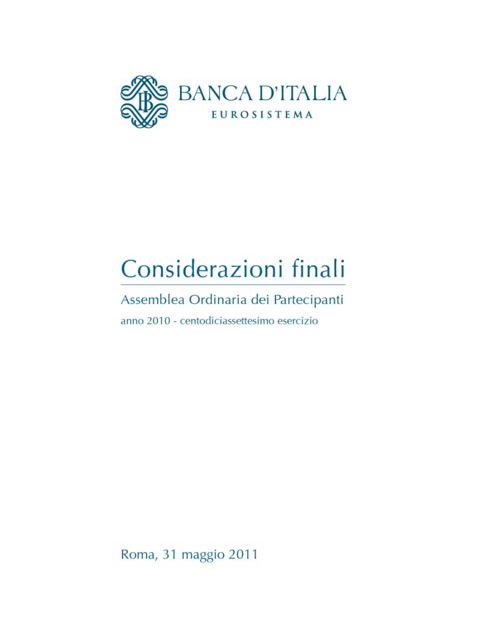 Considerazioni finali del governatore della banca d'Italia