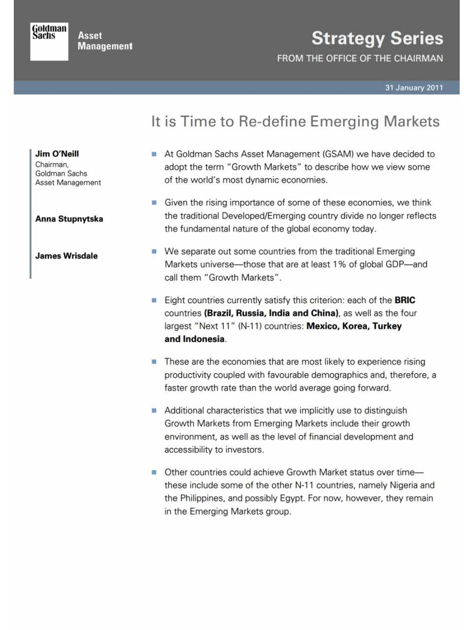 It is Time to Re-define Emerging Markets