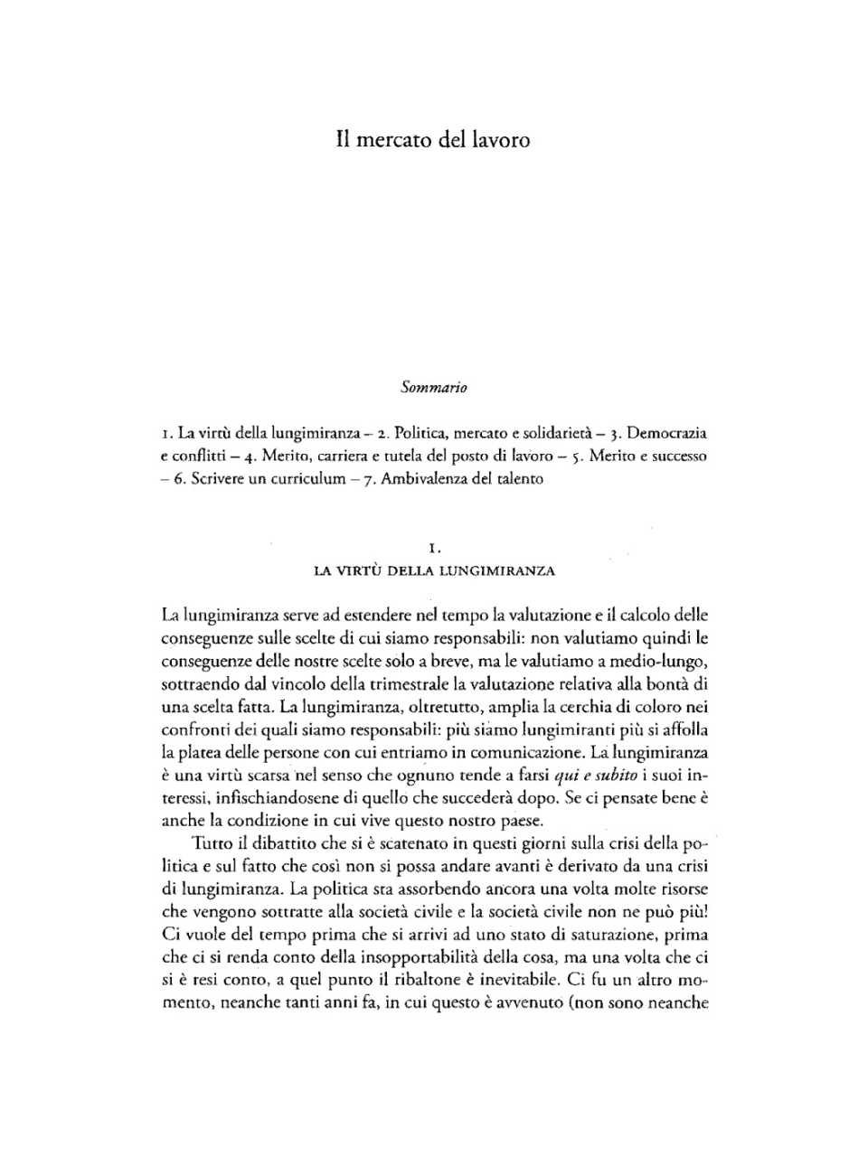 Il mercato del lavoro