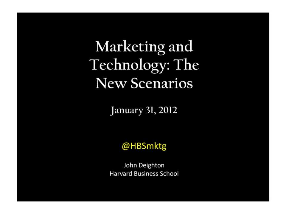 Marketing and Technology: The New Scenarios