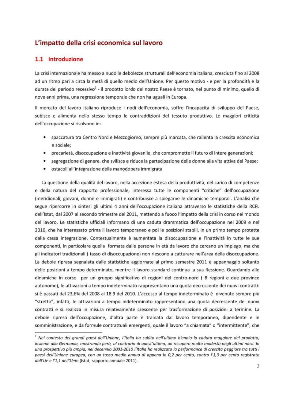 L'impatto della crisi economica sul lavoro