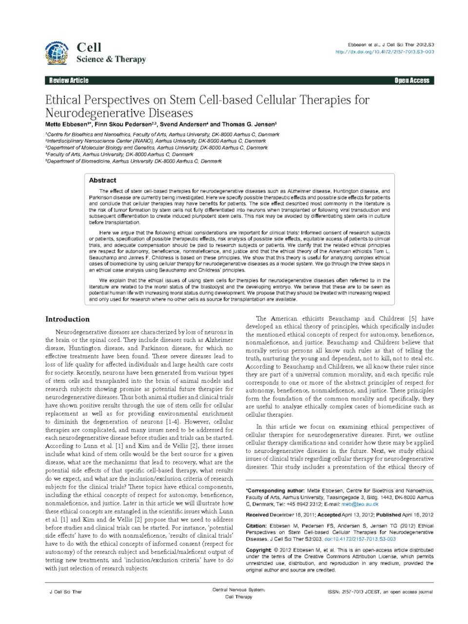 Ethical perspectives on stem cell-based cellular therapies for neurodegenerative diseases