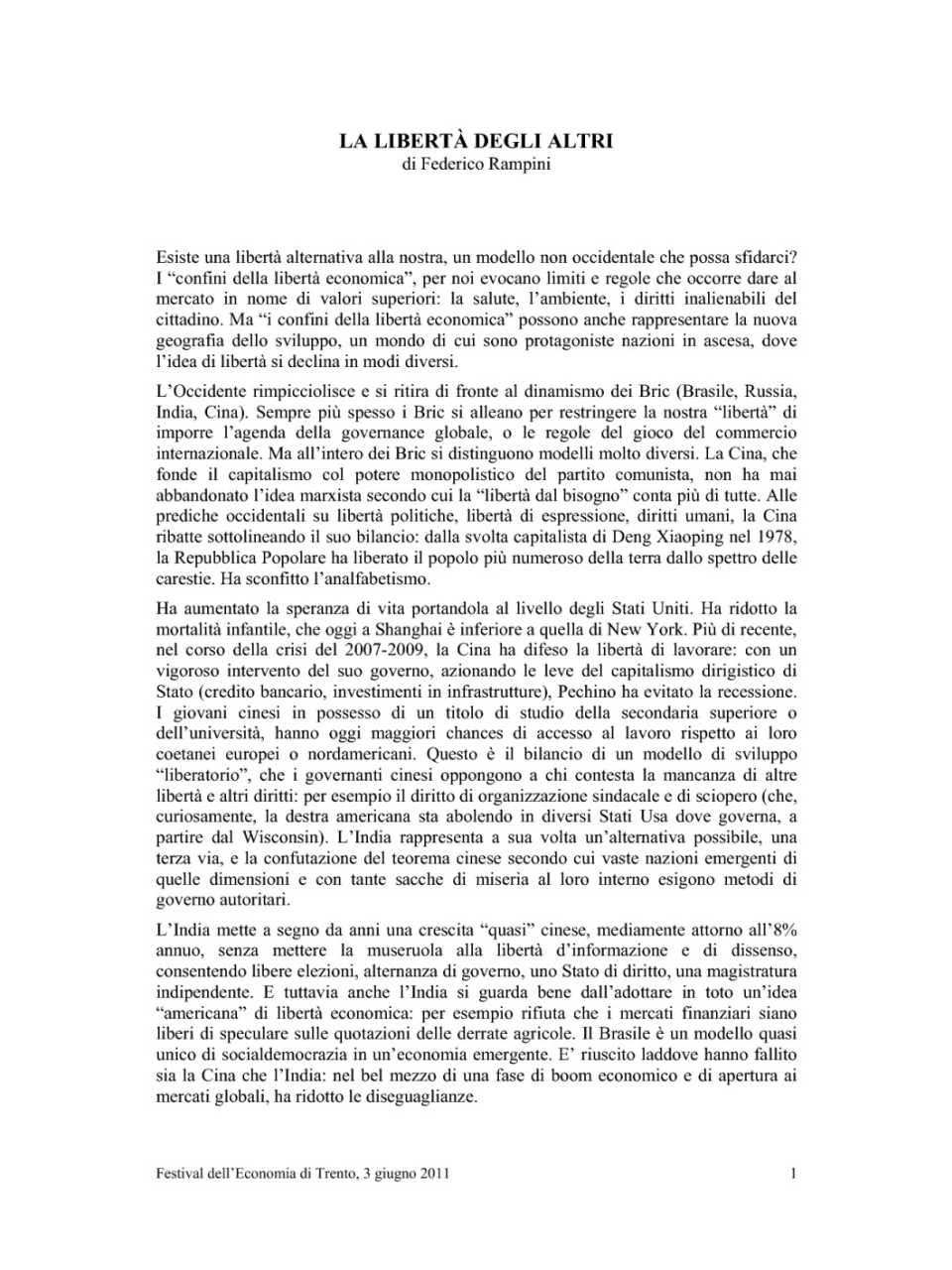 La libertà degli altri