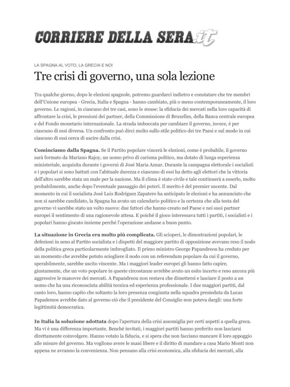 Tre crisi di Governo una sola lezione