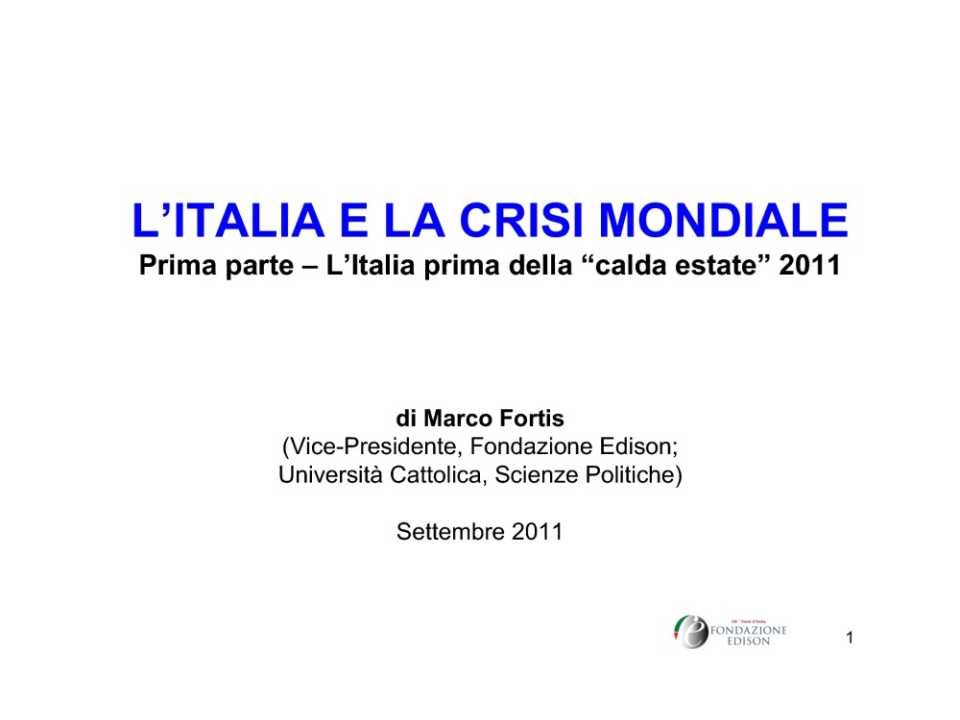 L'Italia e la crisi mondiale. L'Italia dopo la