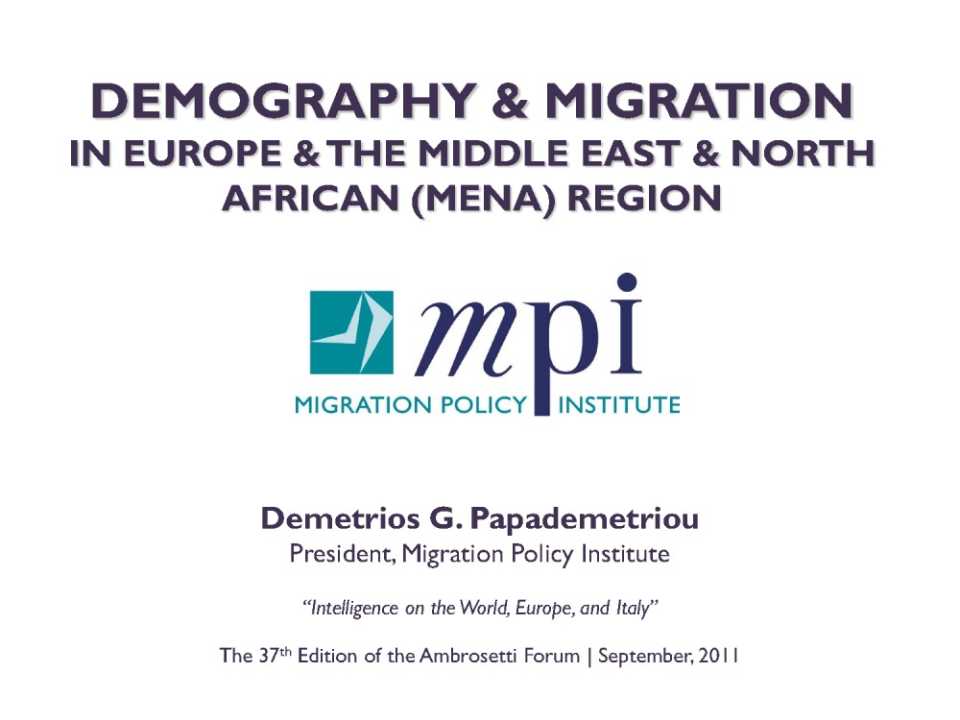 Demography and migration in Europe and Middle East and North African (MENA) Region