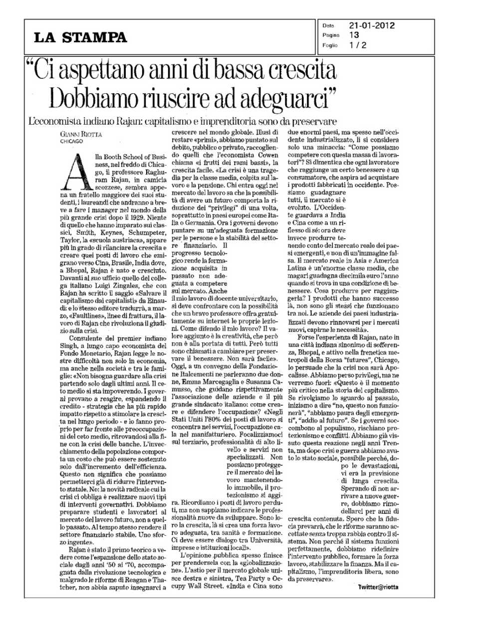 Ci aspettano anni di bassa crescita. Dobbiamo riuscire ad adeguarci