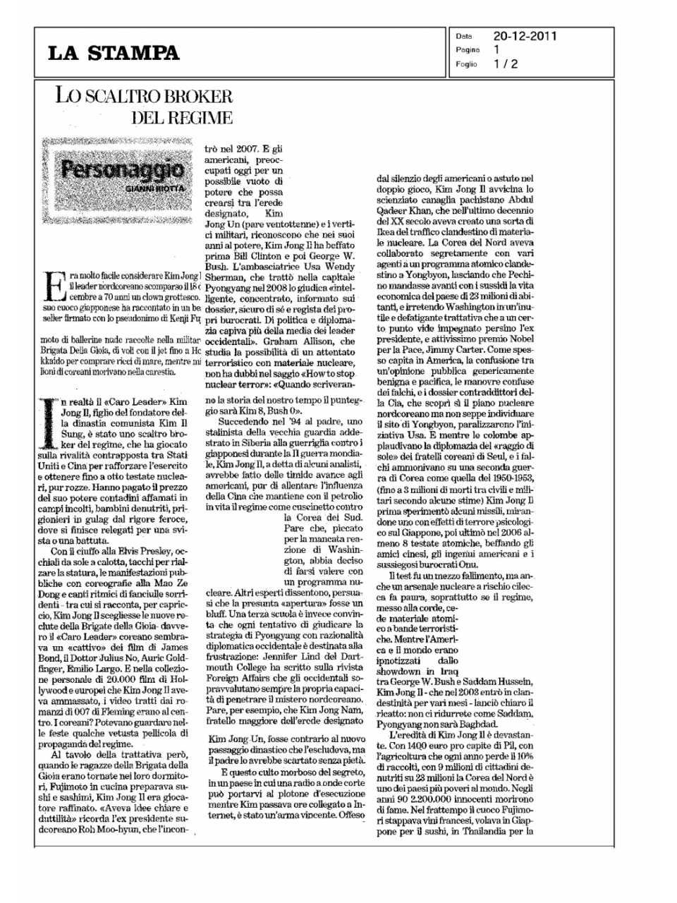 Lo scaltro broker del regime