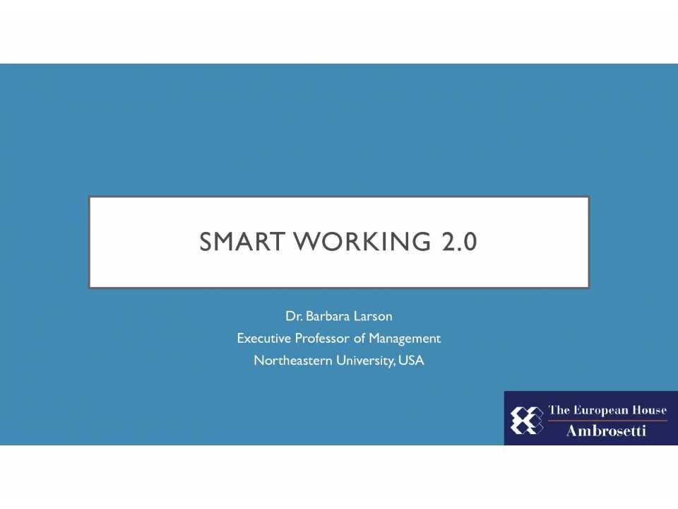 WEBINAR LIVE
Smart working 2.0: ottenere top performance dall’hybrid workforce potenziando engagement e motivazione