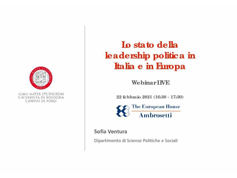 WEBINAR LIVELo stato della leadership politica in Italia e in Europa