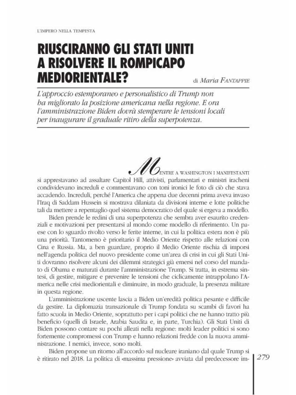 WEBINAR LIVEDal caos americano al calderone Mediterraneo: quali prospettive per il futuro?