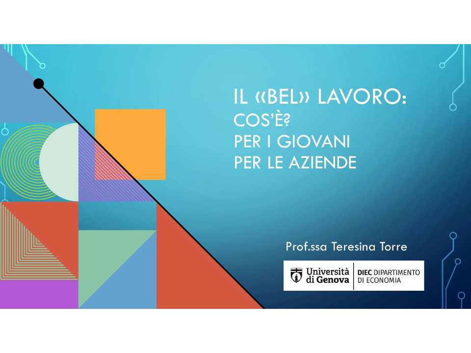 WEBINAR LIVE
I giovani e il lavoro: opportunità, criticità, valori e prospettive