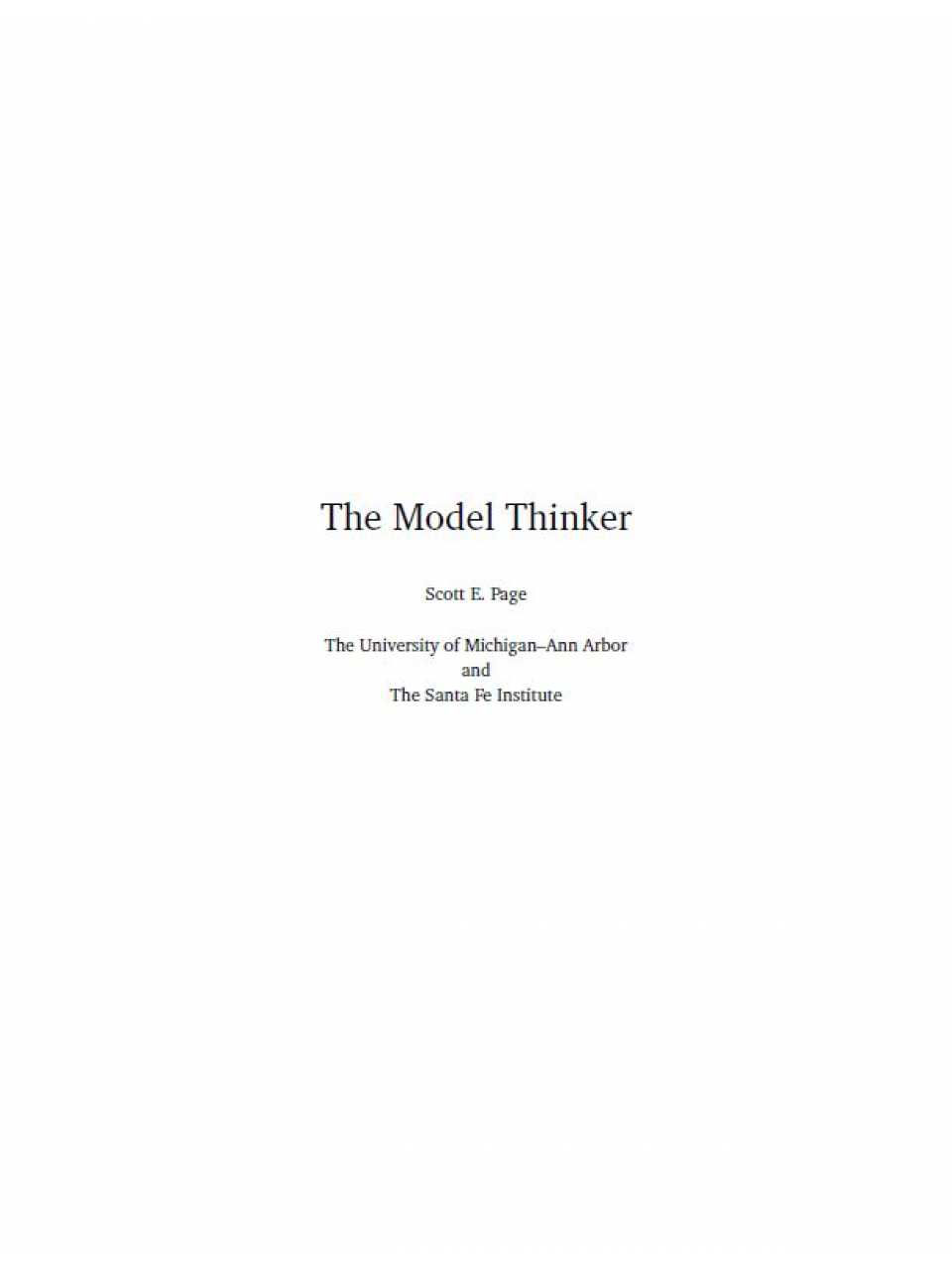The Model Thinker - Capitoli 1, 2 e 3