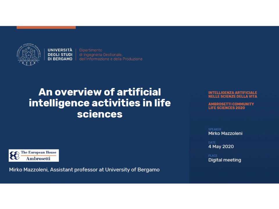 An overview of artificial intelligence activities in life sciences
