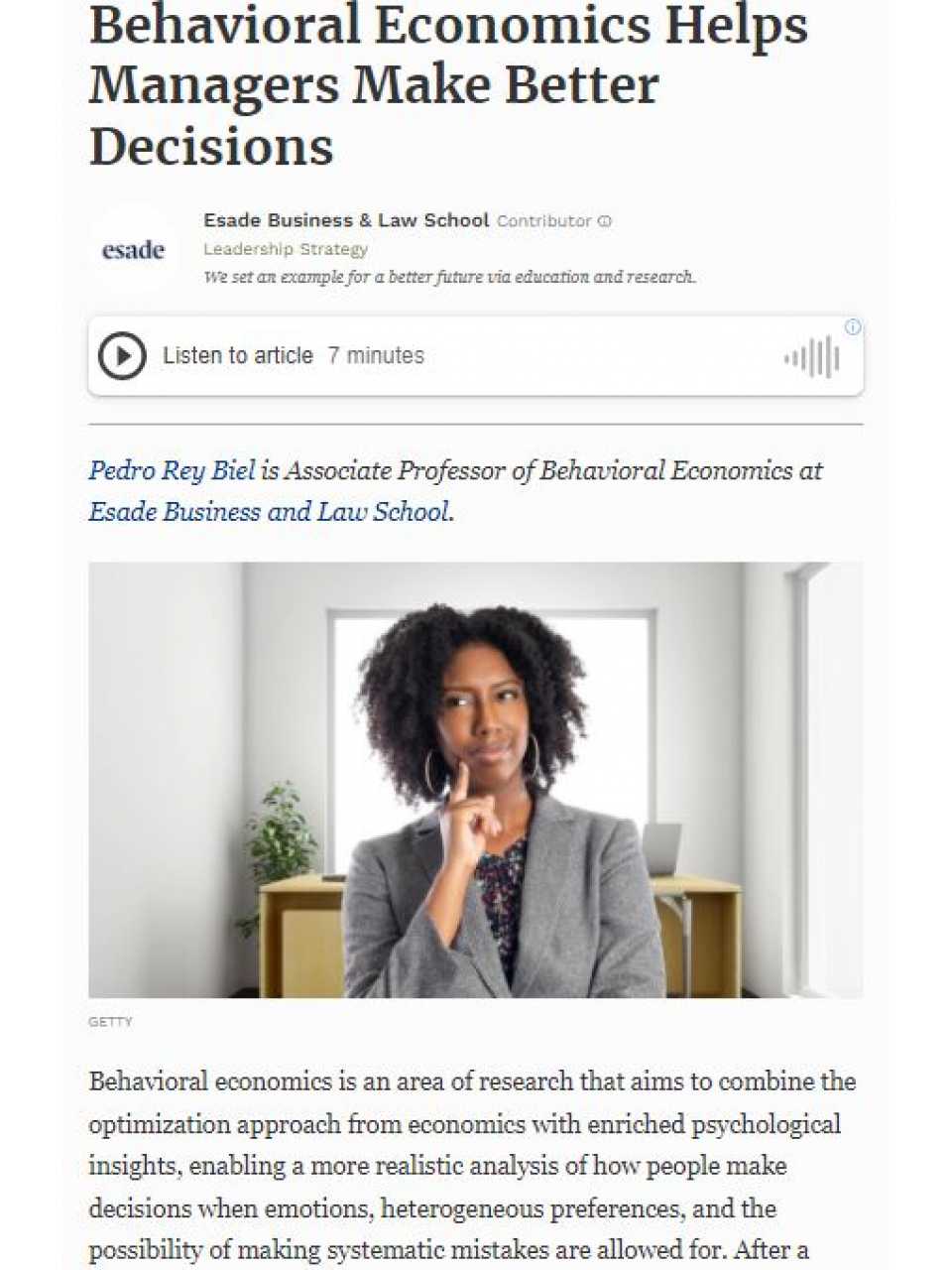 Behavioral economics helps managers make better decisions