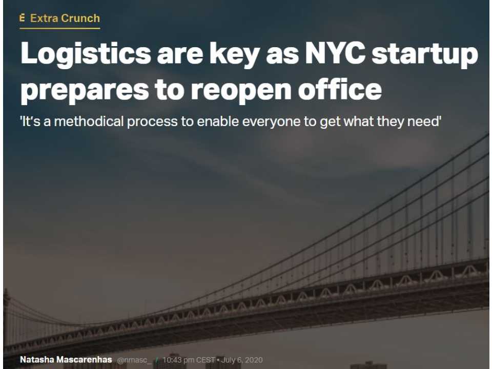 Logistics are key as NYC startup prepares to reopen office