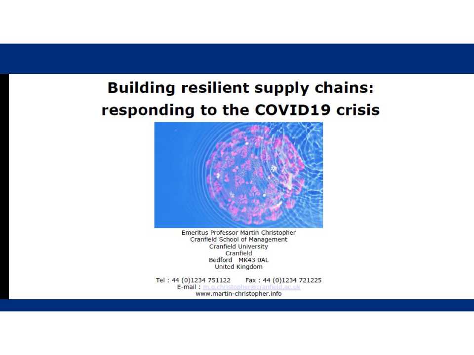 Building resilient supply chains: responding to the COVID19 crisis