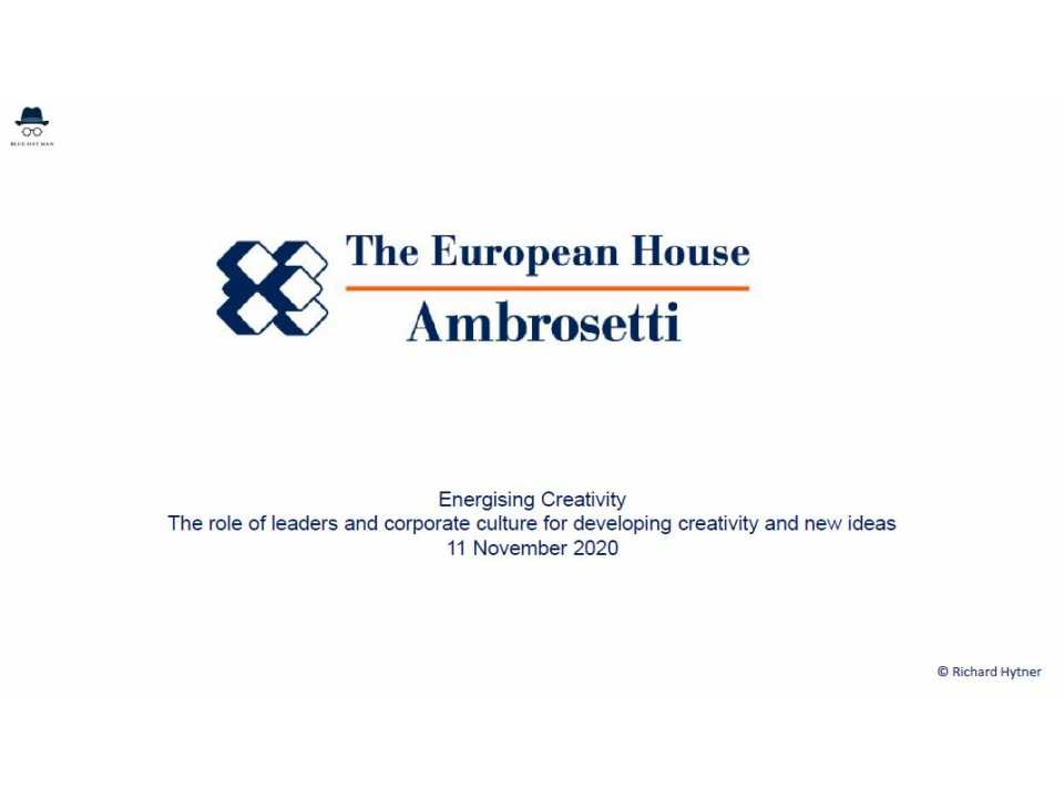 WEBINAR LIVE
Energising creativity.
Il ruolo dei leader e della cultura aziendale per sviluppare la creatività e le nuove idee