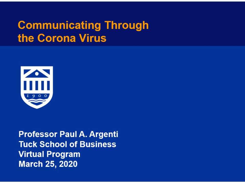 Communicating through the Corona Virus