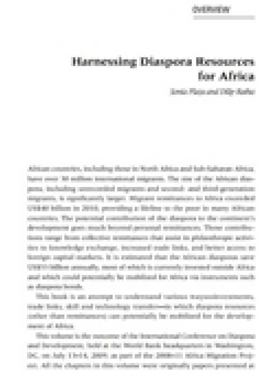 Harnessing Diaspora Resources for Africa - Overview