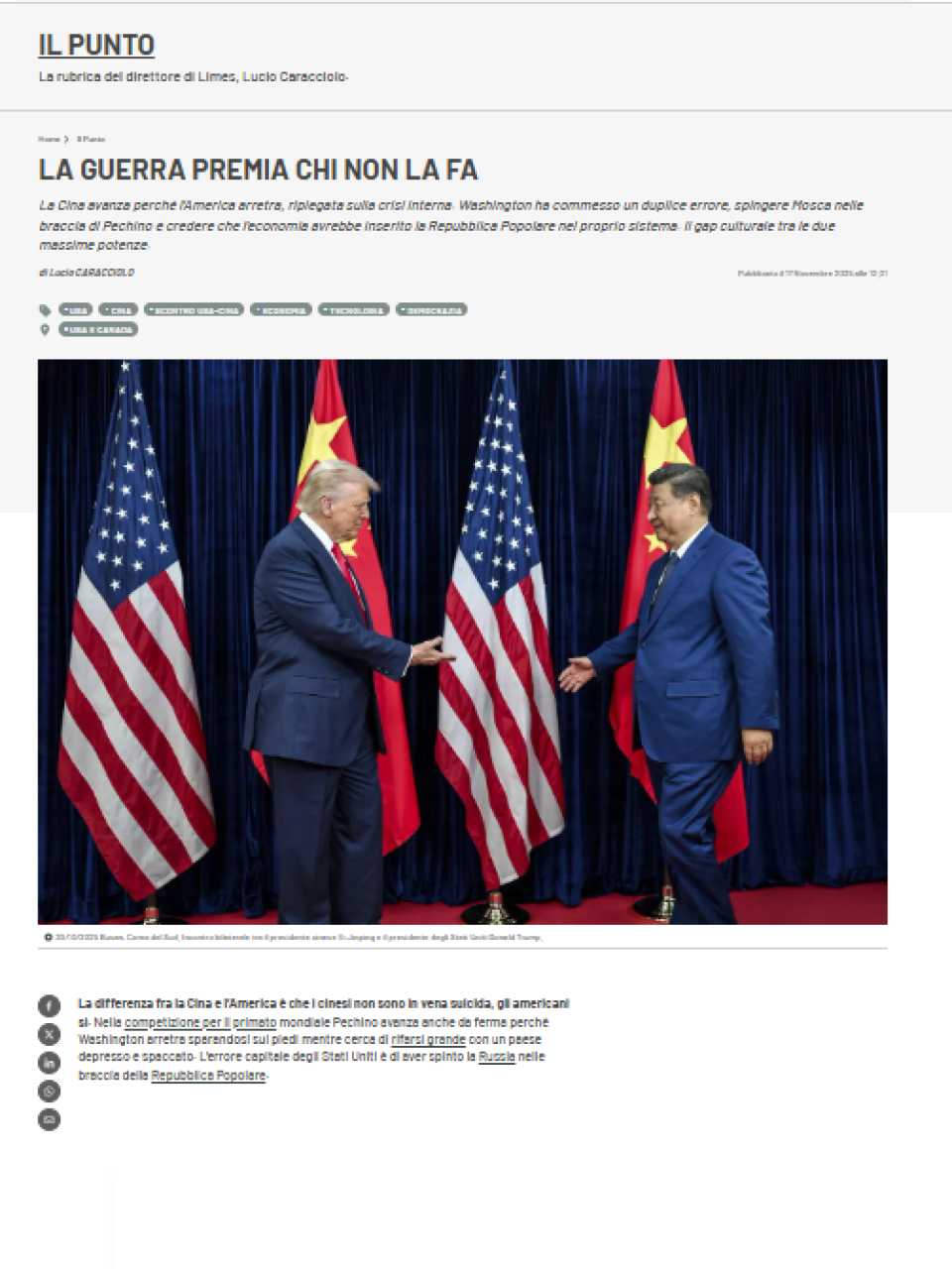 La guerra premia chi non la fa