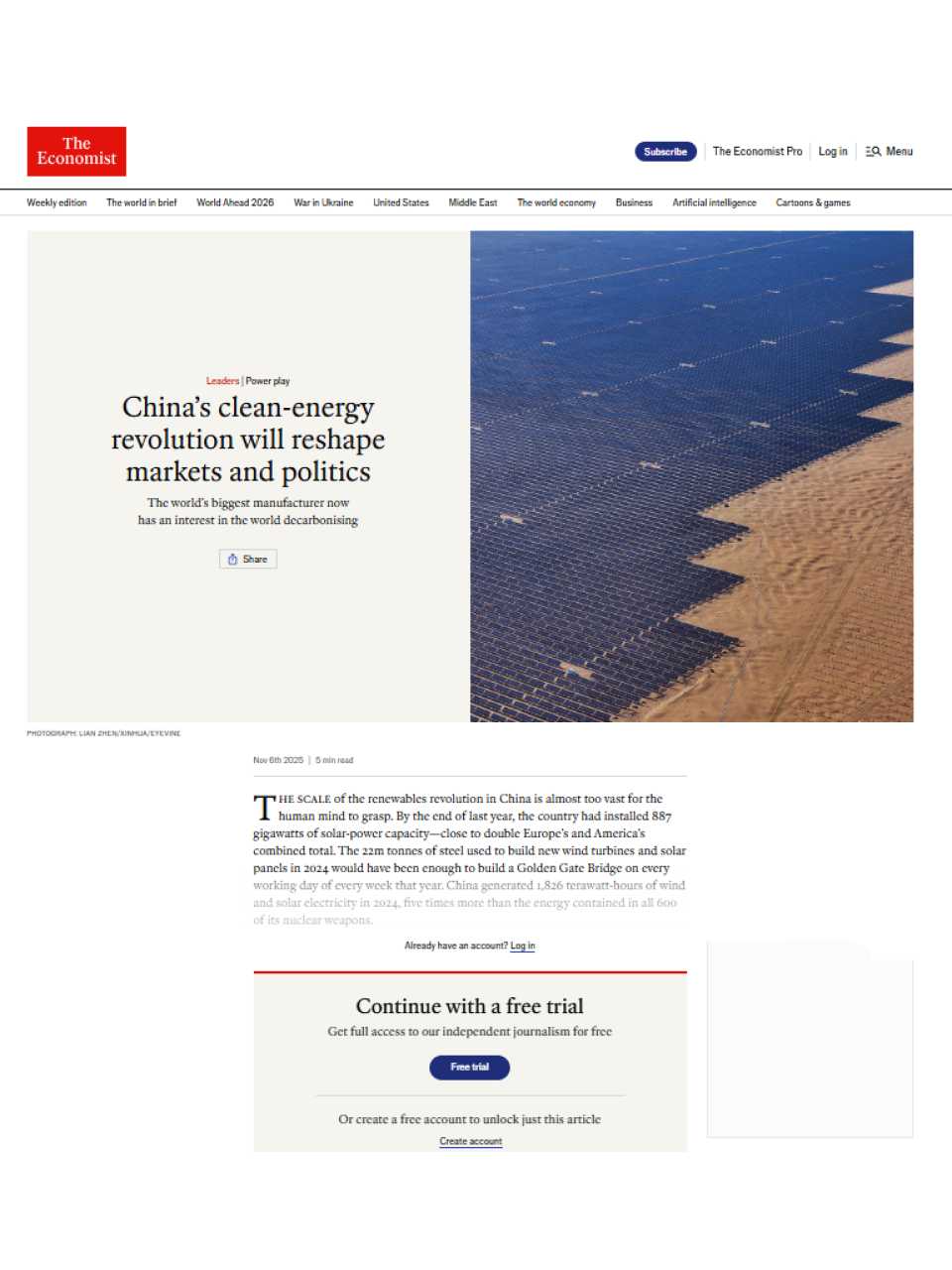 China’s clean-energy revolution will reshape markets and politics