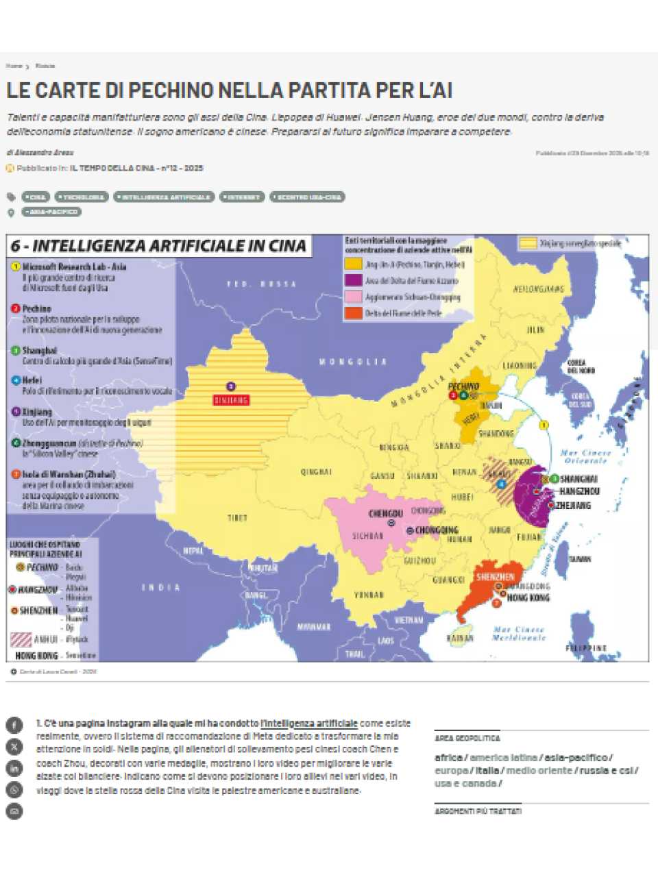 Le Carte di Pechino nella partita per l'AI