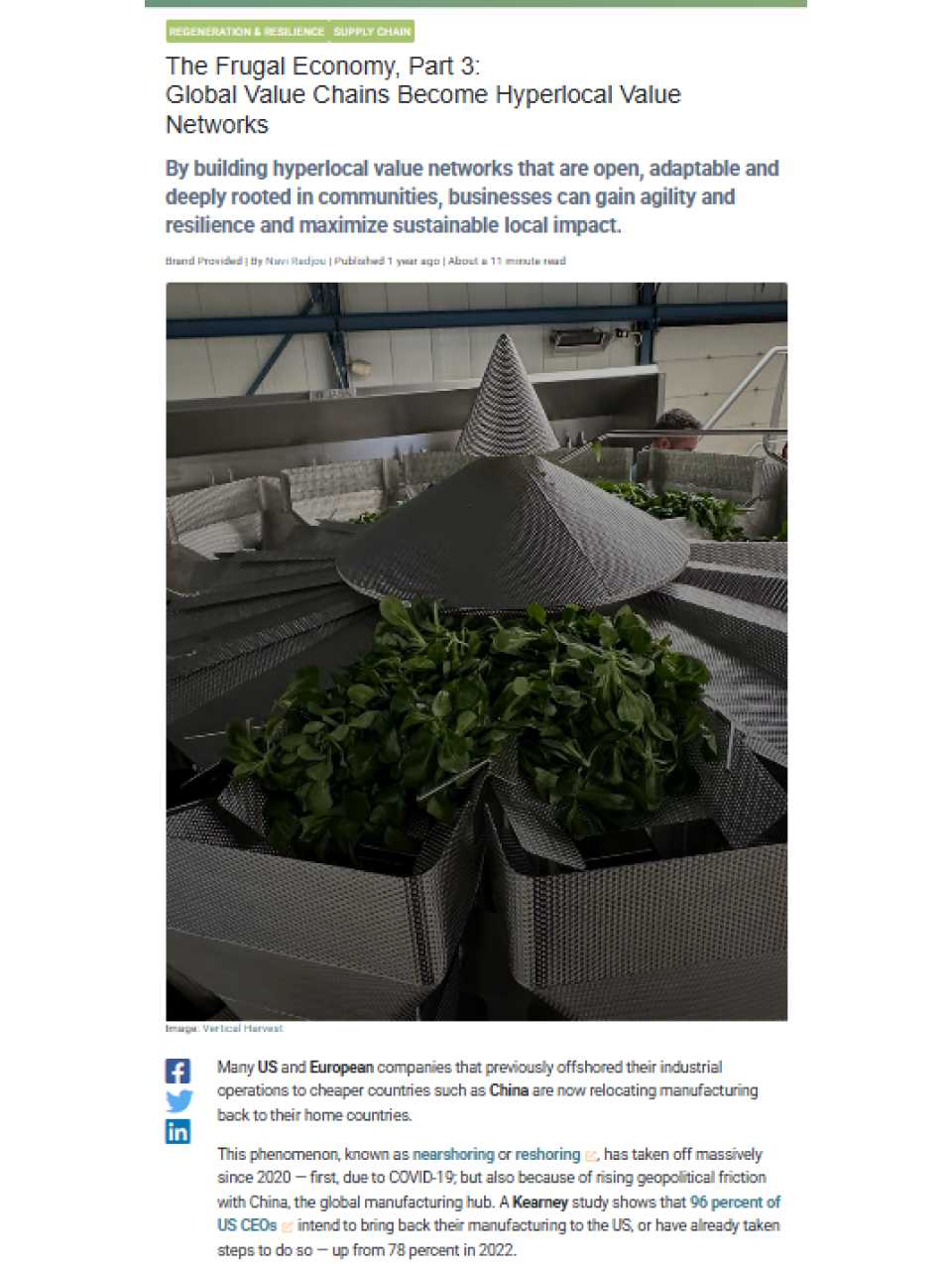The Frugal Economy, Part 3: Global Value Chains Become Hyperlocal Value Networks