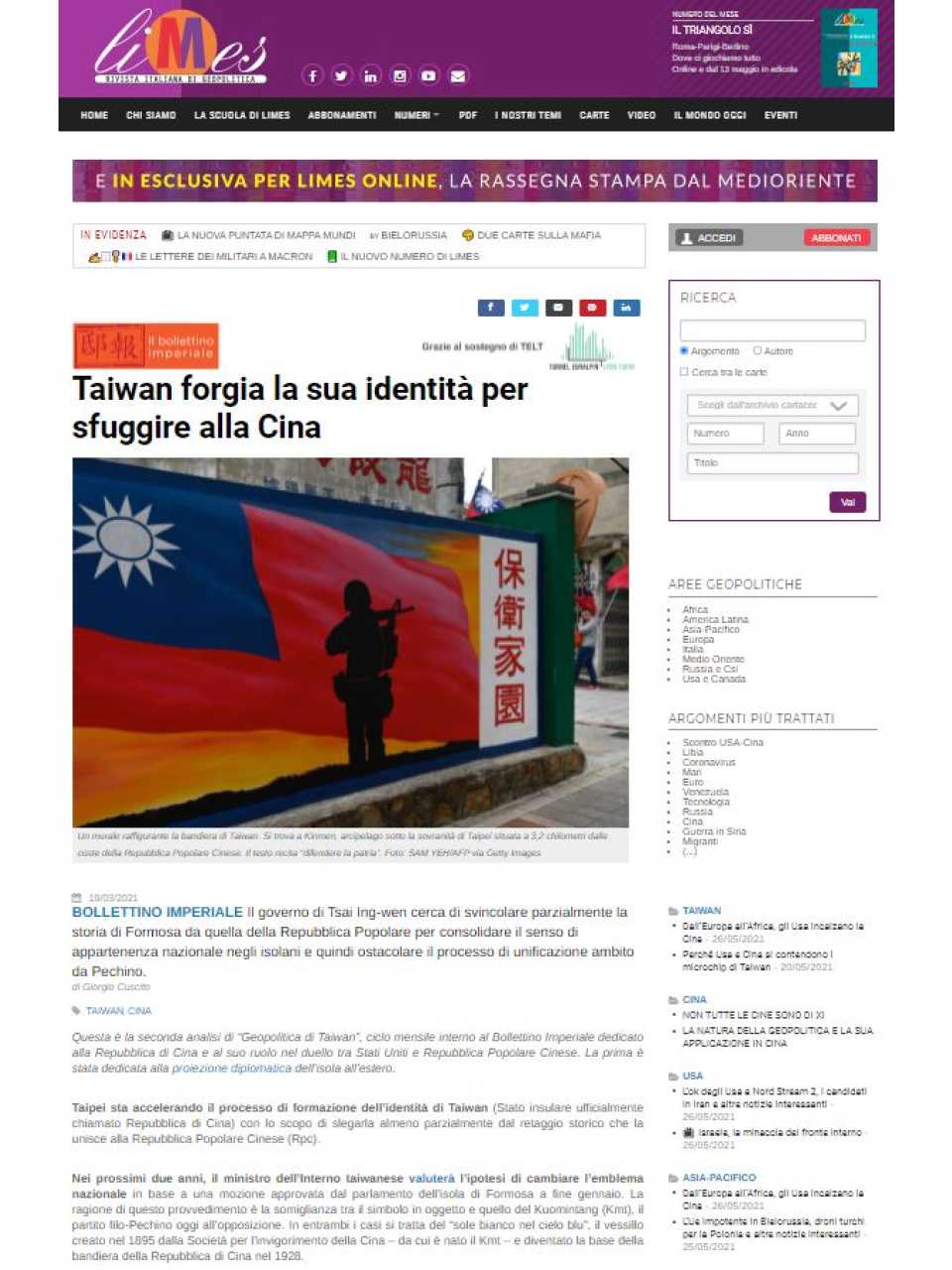 Taiwan forgia la sua identità per sfuggire alla Cina