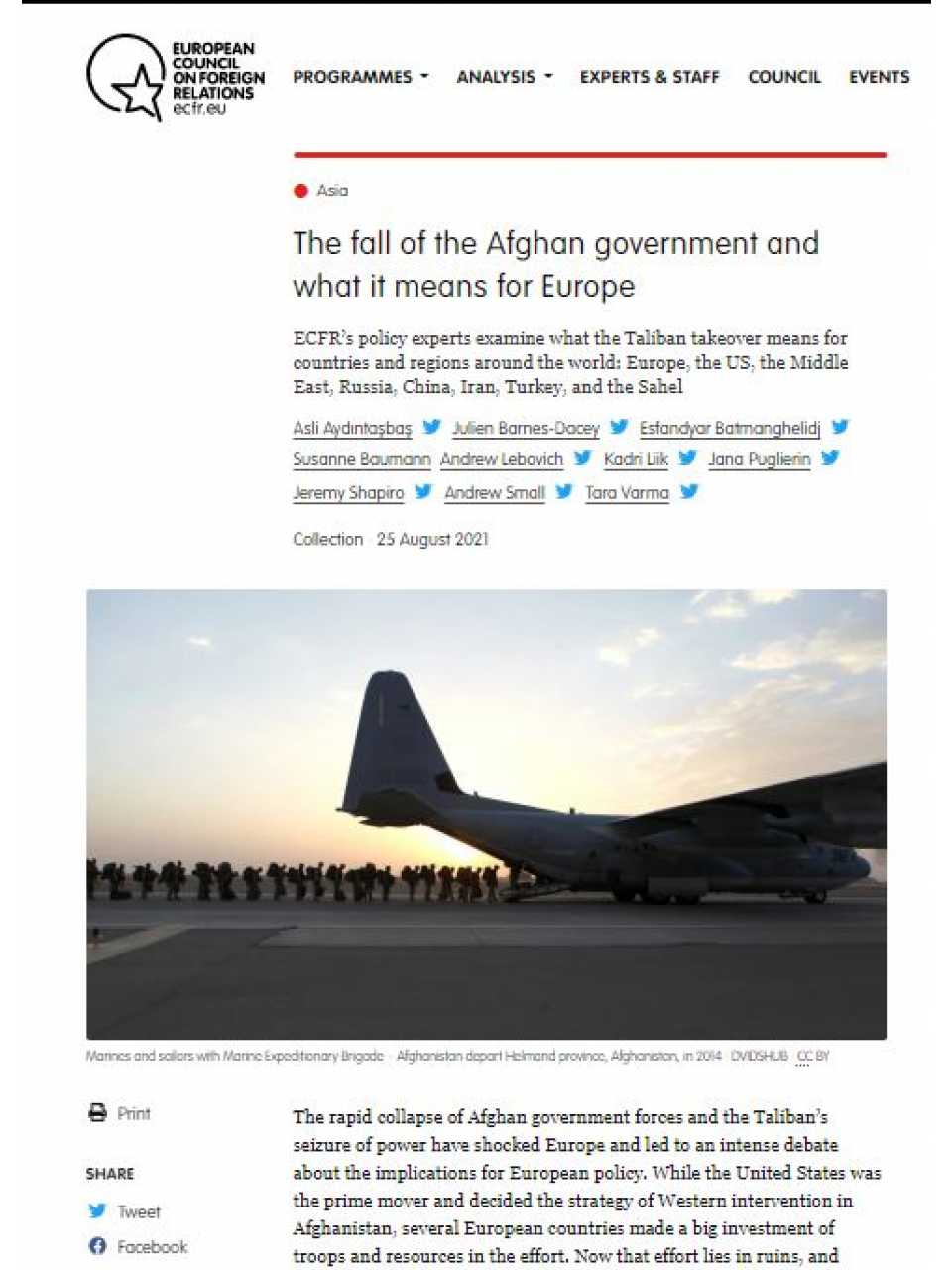 The fall of the Afghan government and what it means for Europe