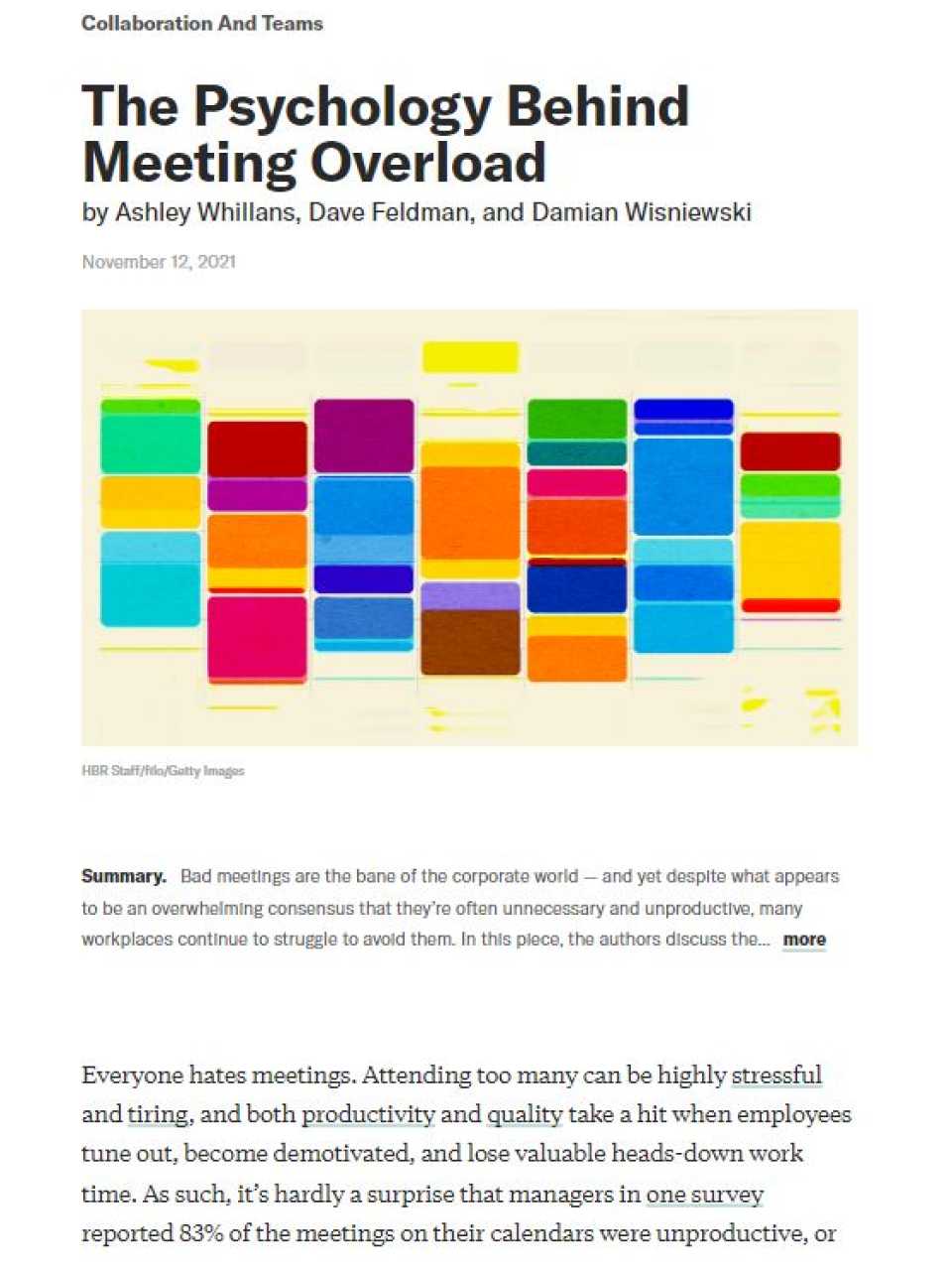 The psychology behind meeting overload