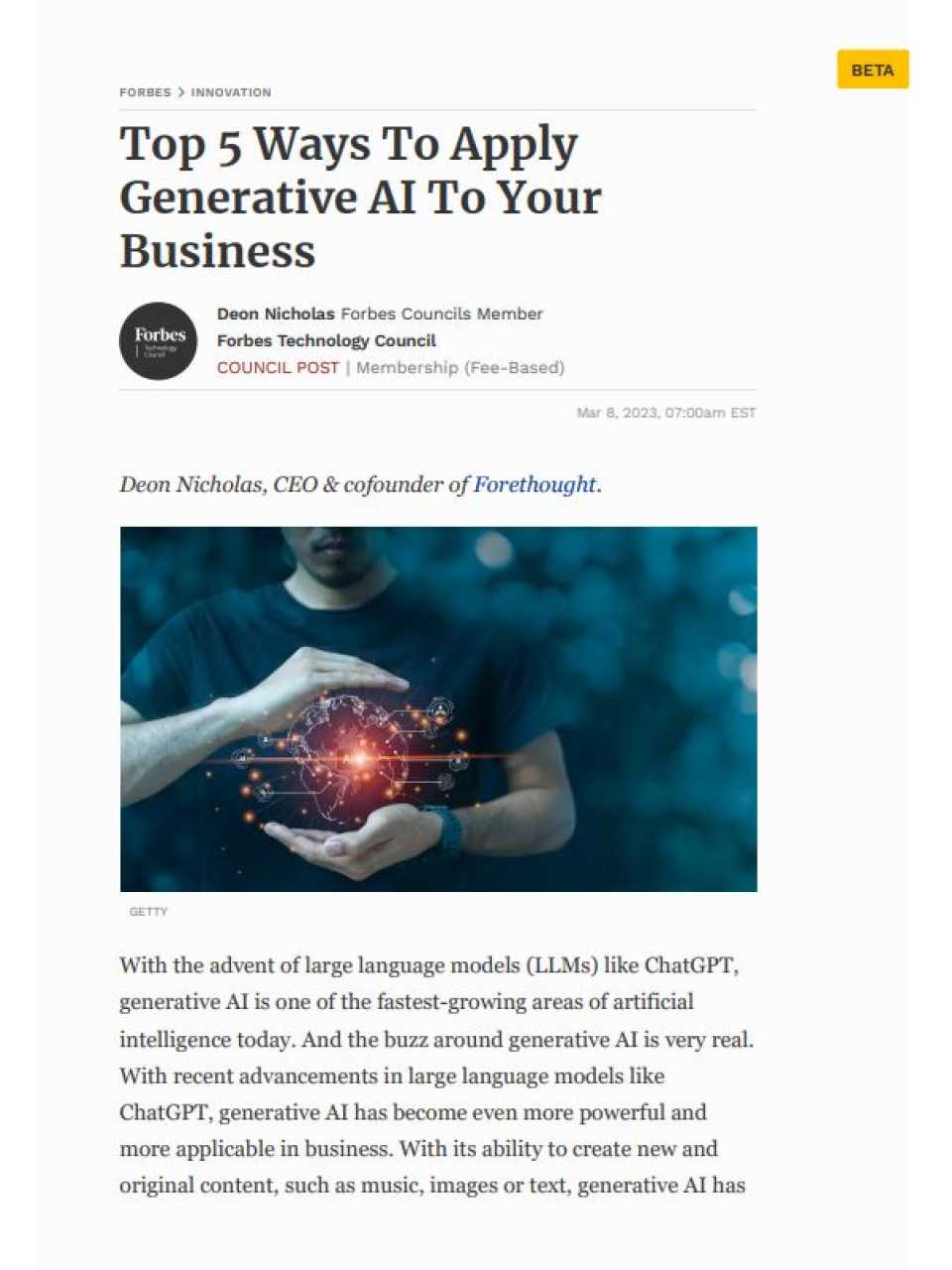 Top 5 ways to apply generative AI to your business