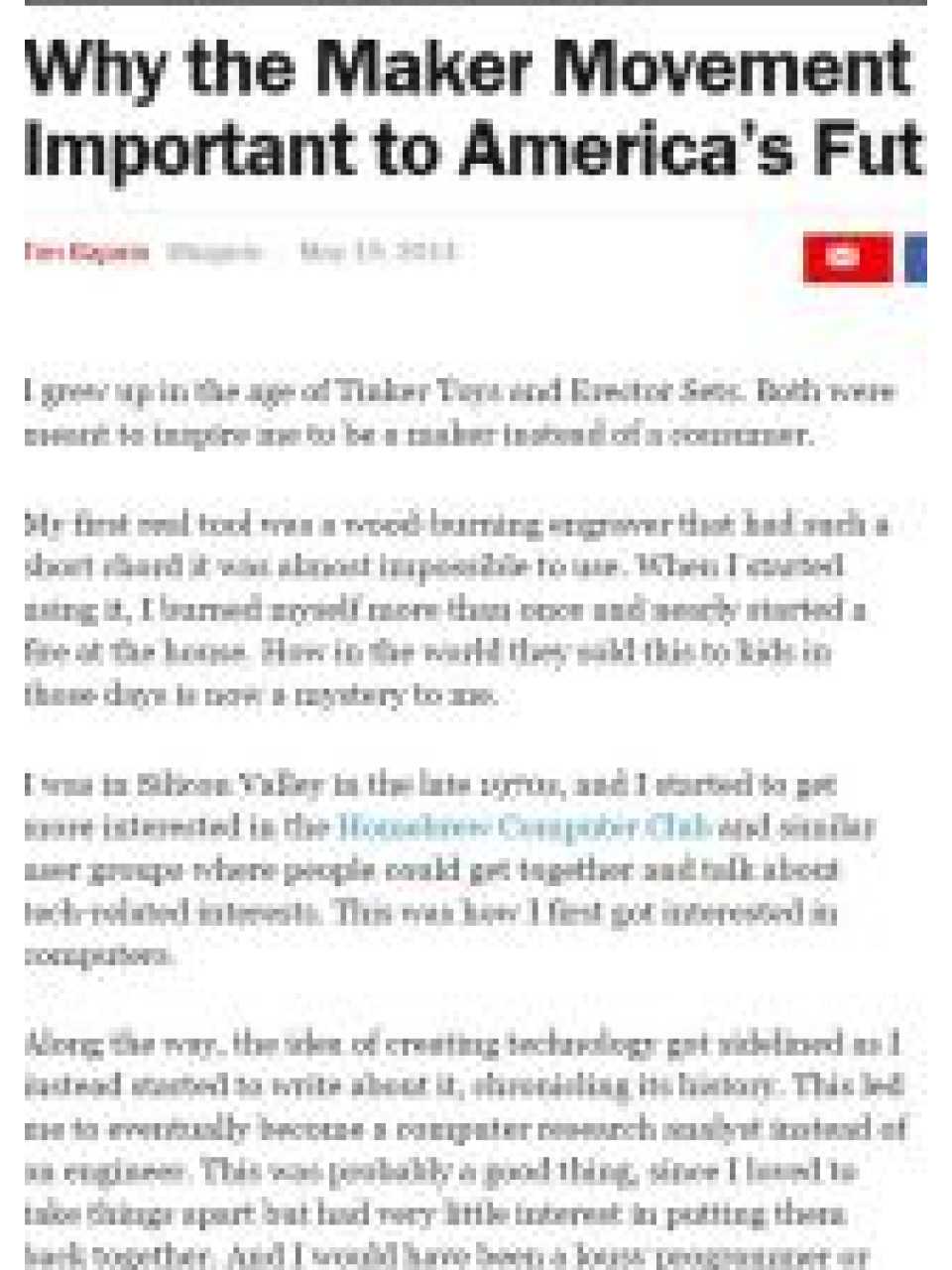 Why the maker movement is important to America's future